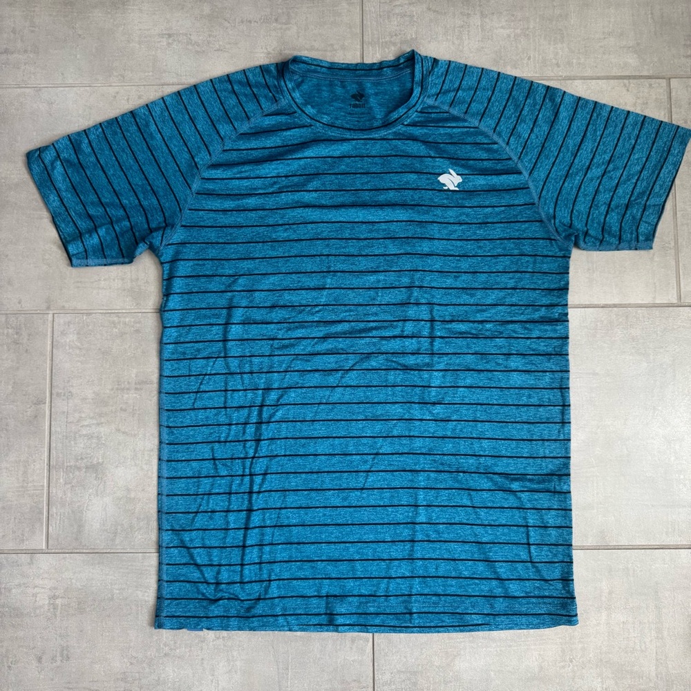 Rabbit Blue Striped Men's Large Athletic Crew Neck Tee